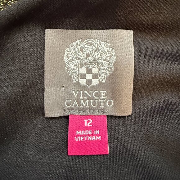 Vince Camuto One Shoulder Glitter Knee Length Dress Womens 12 Gold Slit Cocktail - Picture 13 of 14
